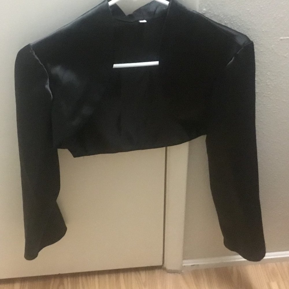 Black Satin Bolero Evening Gown Jacket